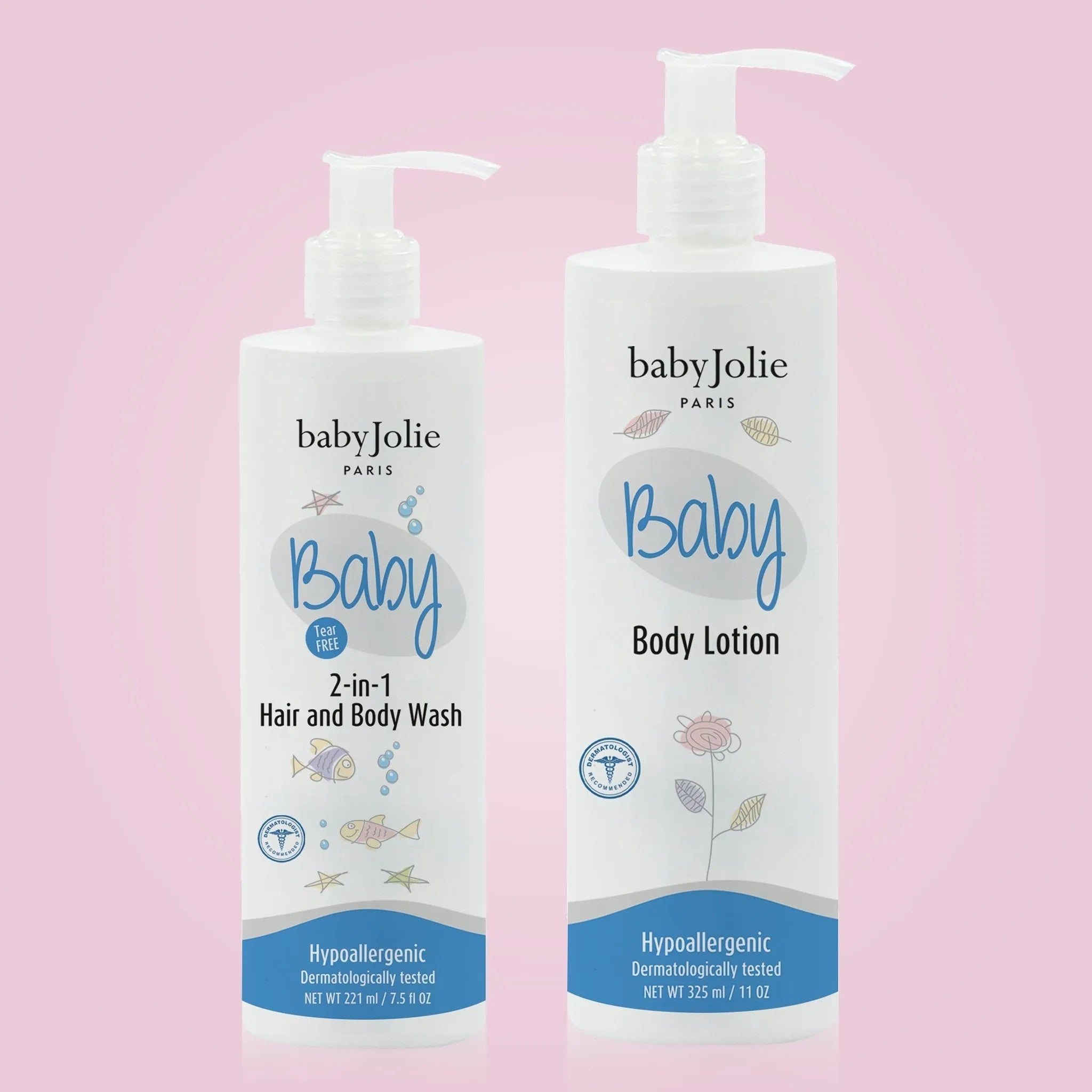 Baby Bath Bundle | 2 - in - 1 Hair and Body Wash + Lotion - Baby Jolie Paris